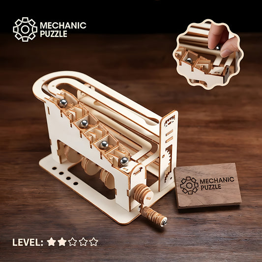 Wooden Puzzle Marble Run Mechanical Building Game
