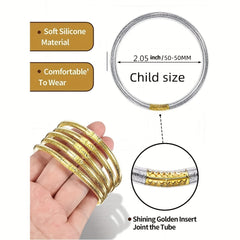5Pcs Plastic Round Bracelets Prayer Bangles Lucky Symbol Jelly Bangle