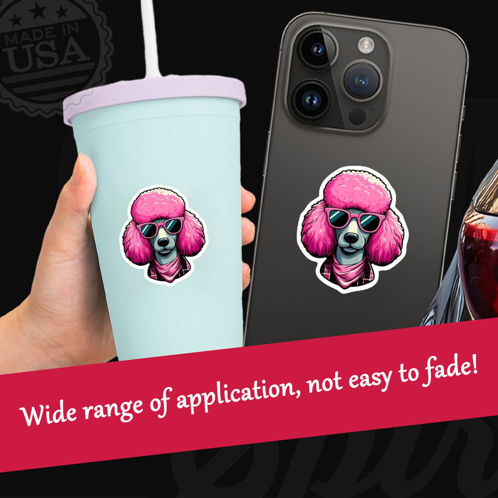 Pink Poodle Vinyl Sticker - Laptop Phone Thermos Water