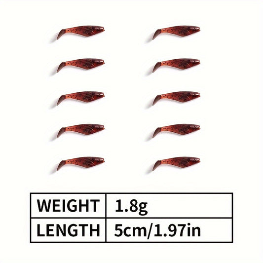100pcs Bionic Soft Fishing Bait Trout Bass Paddle Tail Twister Tail Soft