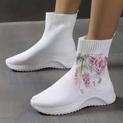 Women's Floral High Top Sock Boots Stretch Ankle Sneakers