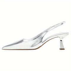 Solid Stiletto Heels Point Toe Slingback Pumps