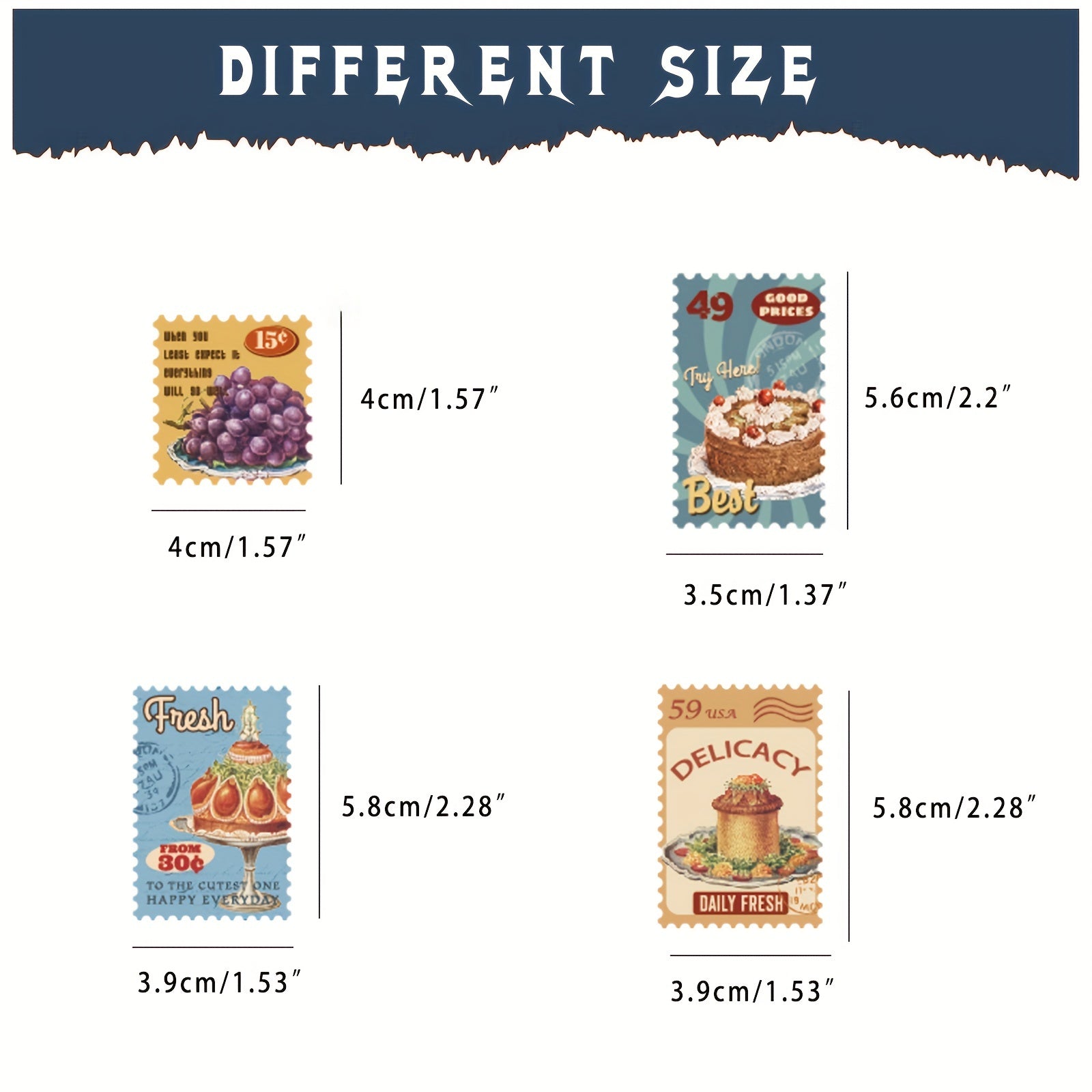 Retro Food Stickers Pack of 50, DIY Decoration, Bullet Journals