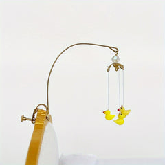 Dollhouse Yellow Duckling Pendant with Branch and Bead Accents