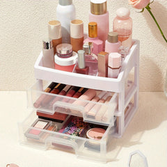 Makeup Organizer Vanity with 2 Drawers Skincare Lipsticks Jewelry Nail Care