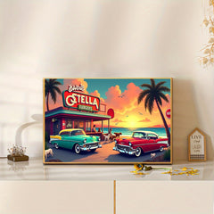 Retro Diamond Painting Kit for Adults - Beach and Car Theme