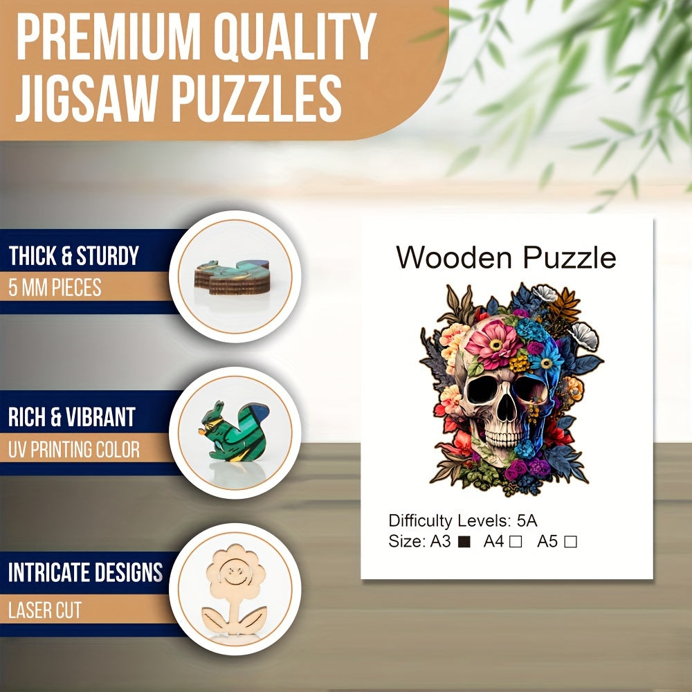 Artistic Skull Wooden Jigsaw Puzzle for Adults