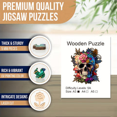 Artistic Skull Wooden Jigsaw Puzzle for Adults