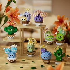 Cactus Series Building Blocks Set - Creative Plant Themed Kit - Assorted Colors