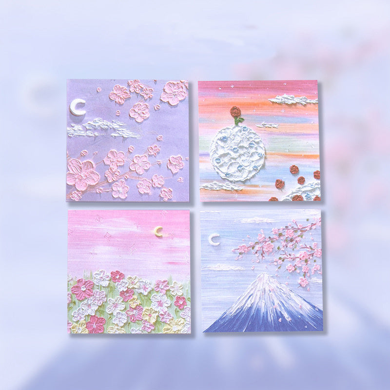 4pcs Painting Style Sticky Notes 3.15in for Students
