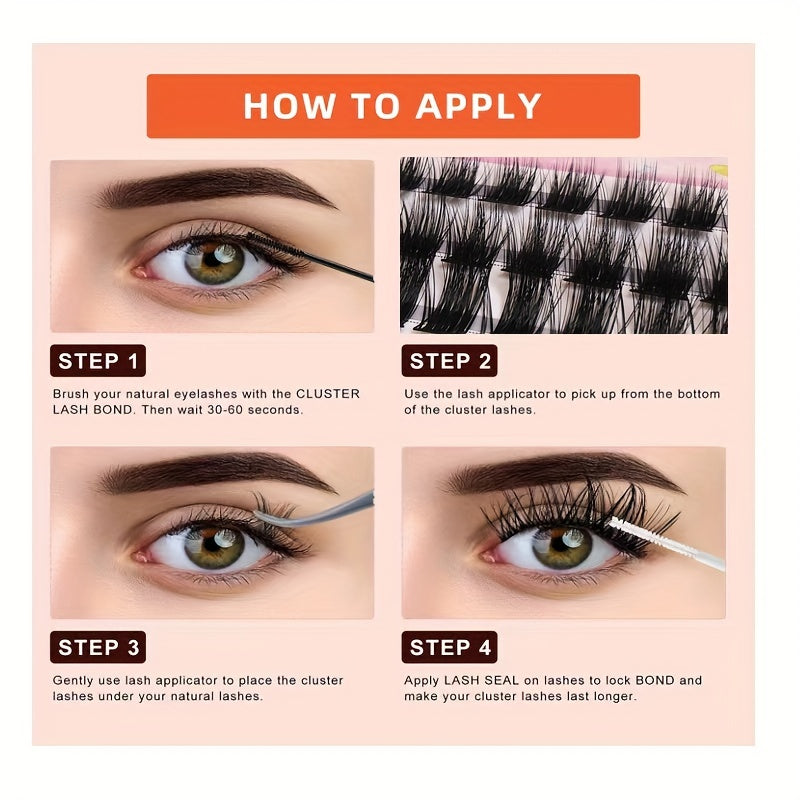 3D DIY Lashes Cluster 9mm 14mm D Curling Faux Mink Extension Eyelashes