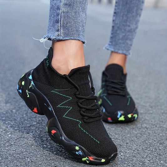 Women's Knit Sock Sneakers Casual Non Slip Platform Shoes