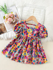Girl's Floral Princess Dress Summer Style