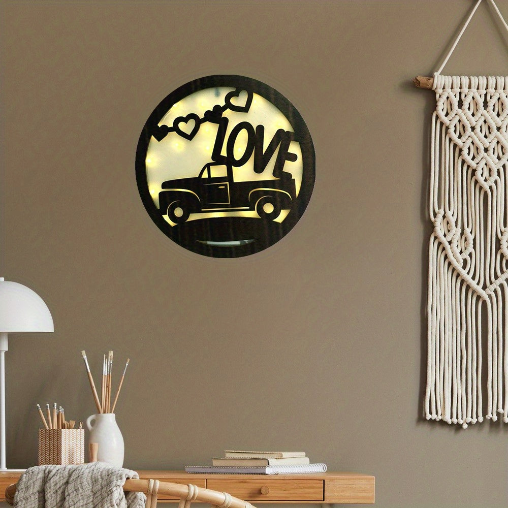 Children's Room Wall Clock LED Lamp Retro Wooden Sign Home Decoration