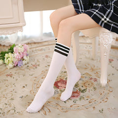 Striped Long Tube Socks Solid Socks Women's Stockings