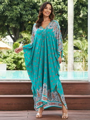 Boho Paisley Floral Batwing Sleeve Plus Size Dress