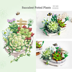 DIY 3D Model Home Decoration Mini Bonsai Building Blocks Flower Succulent