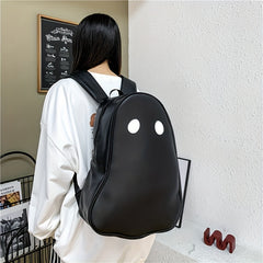 Ghost Shape Large Capacity Backpack PU Leather Textured School Backpack