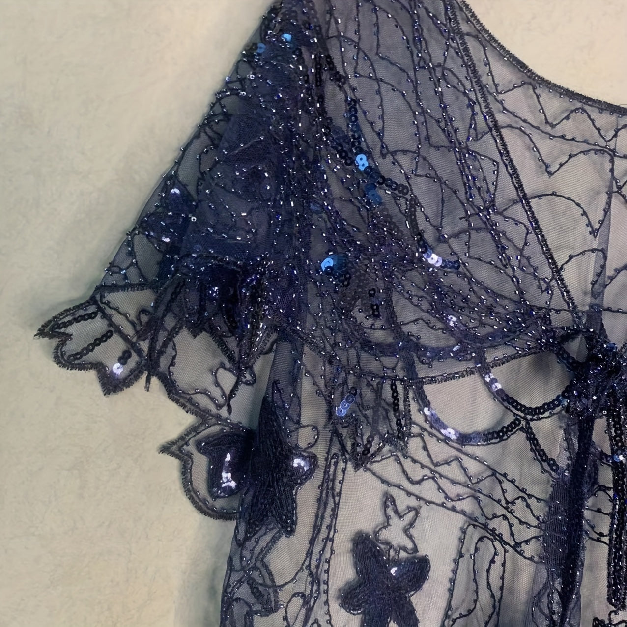 Vintage Lace Sequin Embroidery Shawl Cape Wrap for Party