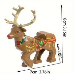 Christmas Santa's Elk Building Block Ornaments Christmas Scene Building Blocks