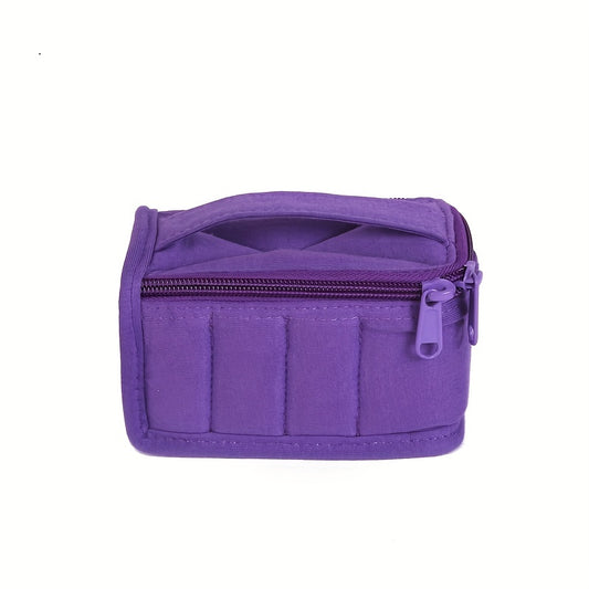 Portable 8 Grid Organizer Case Ethnic Style Zipper Cotton Material