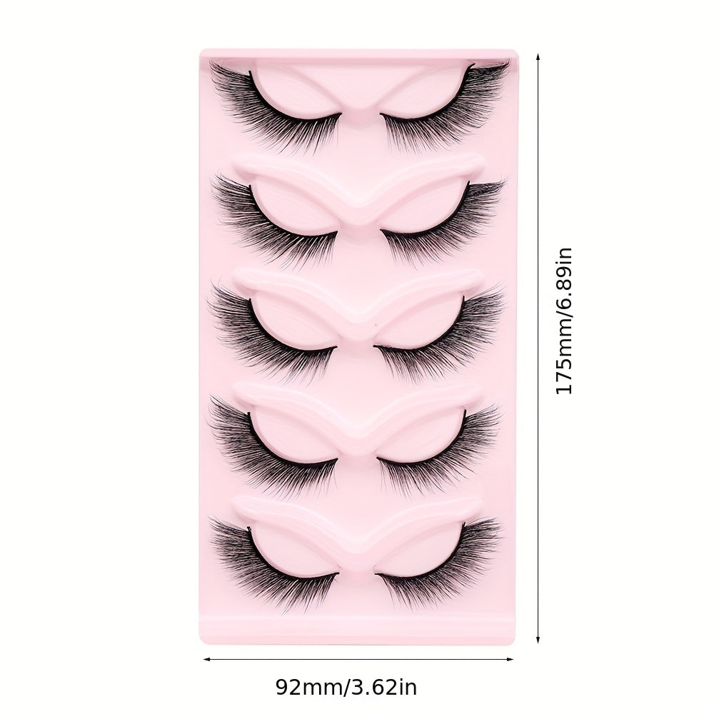 5 Pairs Cat Eye Lashes Winged End Eye Elongated Eyelashes Fox Eye Lashes
