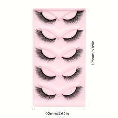 5 Pairs Cat Eye Lashes Winged End Eye Elongated Eyelashes Fox Eye Lashes