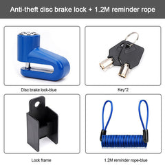 Heavy Duty Motorcycle Disc Brake Lock with Reminder Cable