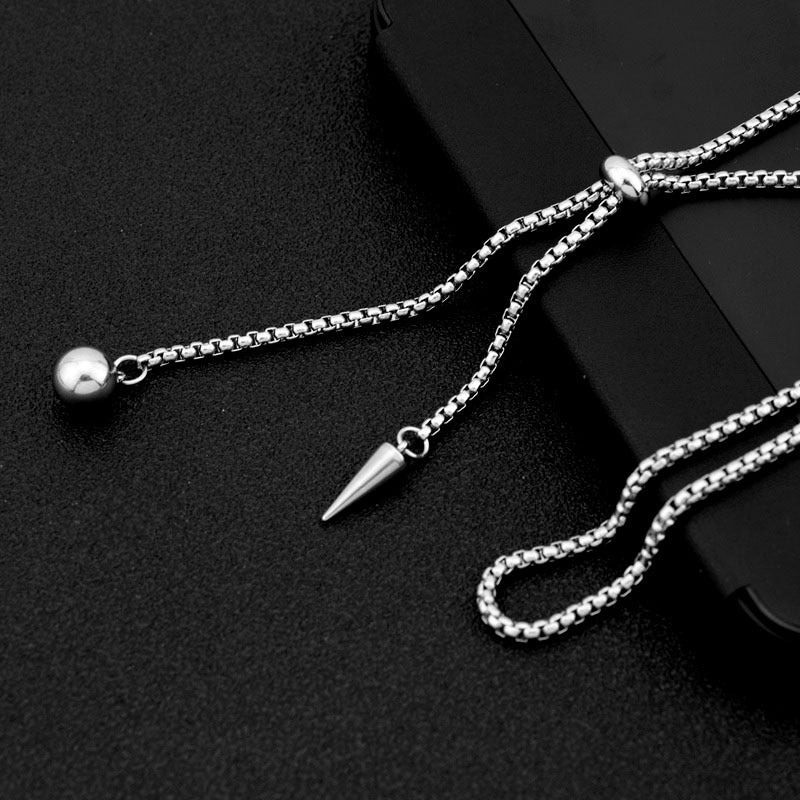 Stainless Steel Rivet Ball Pendant Necklace
