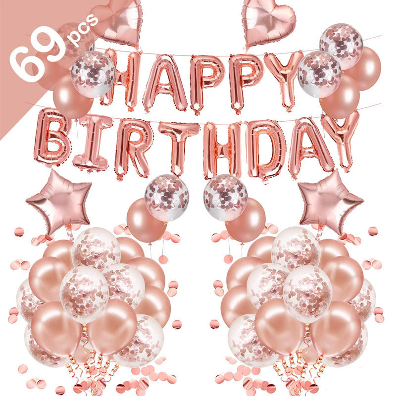 20pcs Rose Golden Birthday Balloon Set - Party Decorations