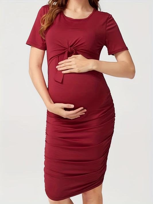 Maternity Casual Short Sleeve Dress for Summer Nursing Breastfeeding