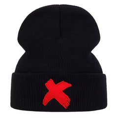Men's X Embroidered Soft Knitted Winter Warm Hat