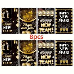 8pcs Wine Bottle Stickers - Year Celebration Adhesive Labels