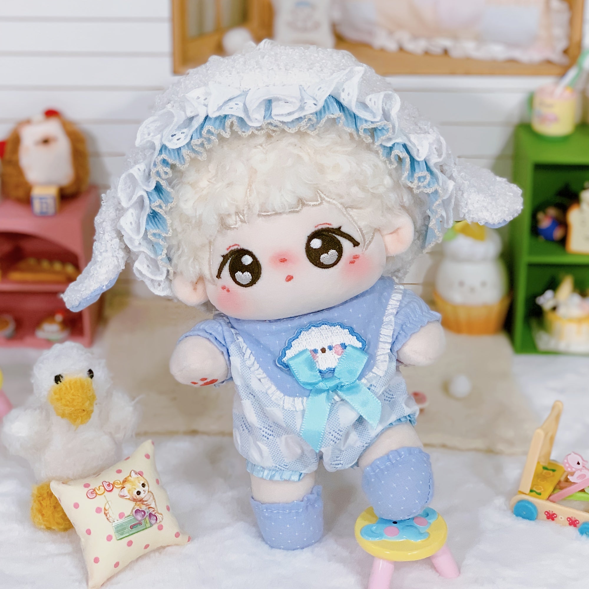 Sheep Doll Clothes Set - Jacket, Headband, Bib, Socks