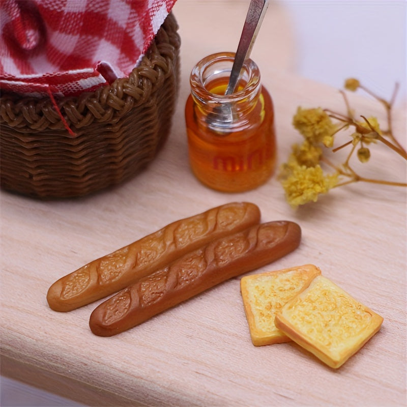 Mini Dollhouse Breakfast Ornament Set with Storage Basket