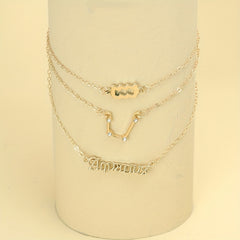 Zodiac Symbols Thin Chain Anklet Friendship Bracelet Gift For Women