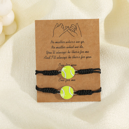 2 Pcs Sports Bracelets - Baseball, Football, Tennis - Friendship Gift