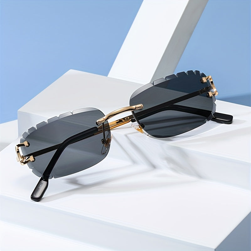 Rimless Oval Men's Sunglasses UV Protection For Travelling
