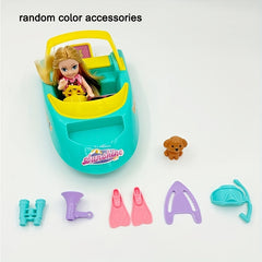 5 inch Doll Toy Set with Speedboat Accessories - Birthday Christmas Gift