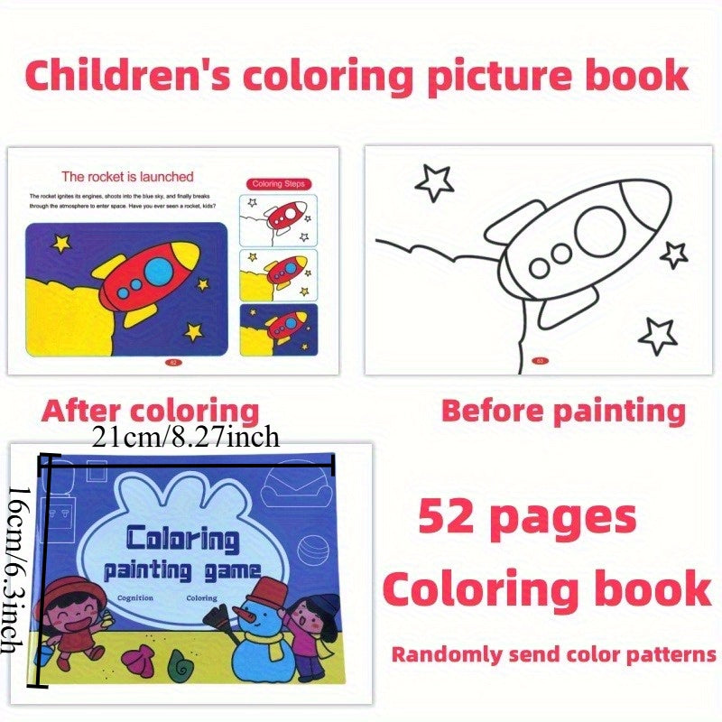Animal Pattern Coloring Book with 52 Pages - Educational Drawing Supplies