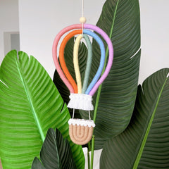 Nordic Rainbow Hot Air Balloon Wall Hanging with Tassel