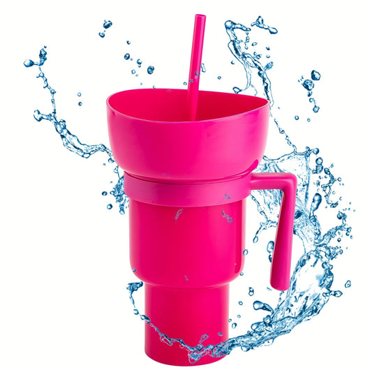 Leakproof 2 in 1 Beverage Cup and Snack Bowl for Home, Theater, and Travel