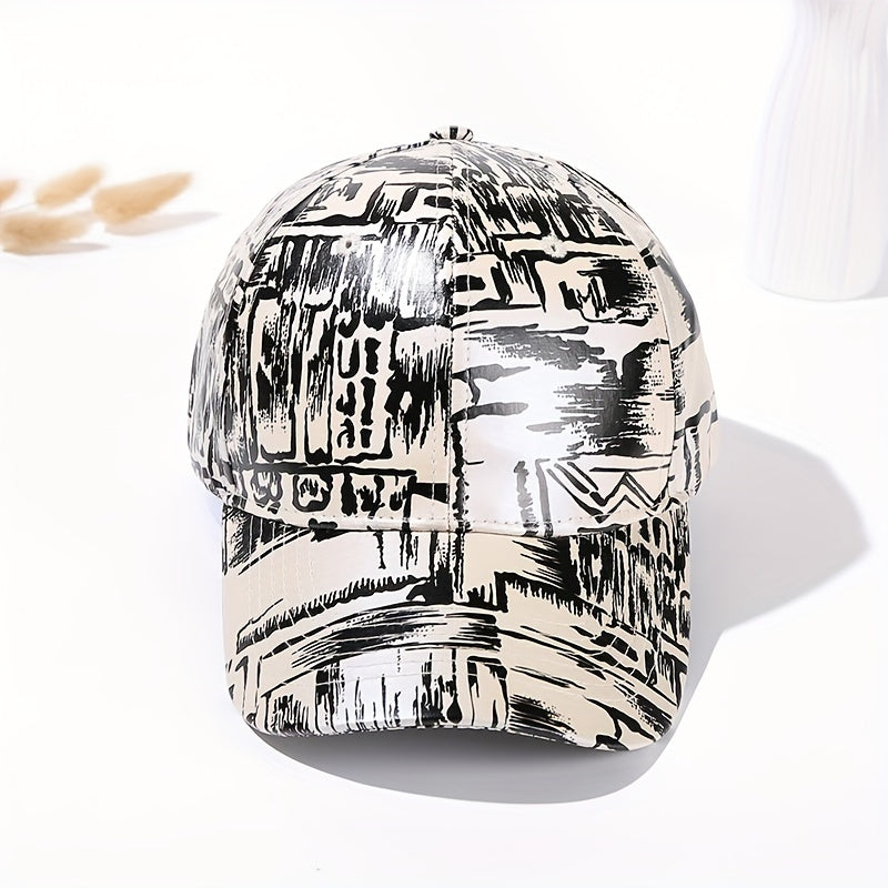 Hip Hop Graffiti Baseball Cap Tie Dye Print Beige Dad Hat Adjustable Sun Hats