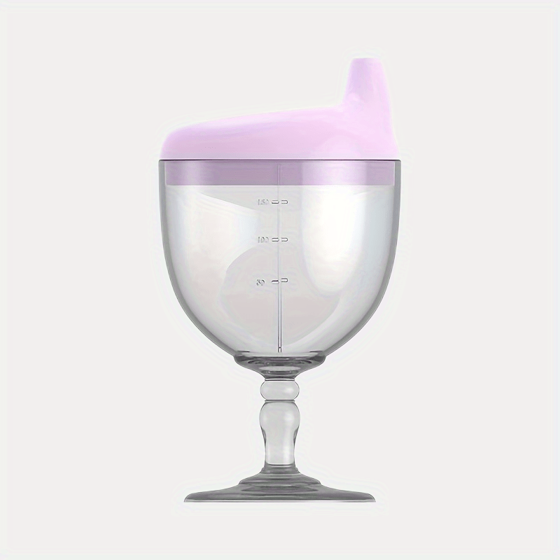 Kids Wine Sippy Cup Plastic Glass Lid Baby Goblet Beverage Mug Milk Bottle