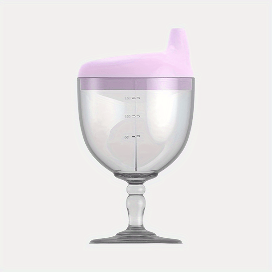 Kids Wine Sippy Cup Plastic Glass Lid Baby Goblet Beverage Mug Milk Bottle