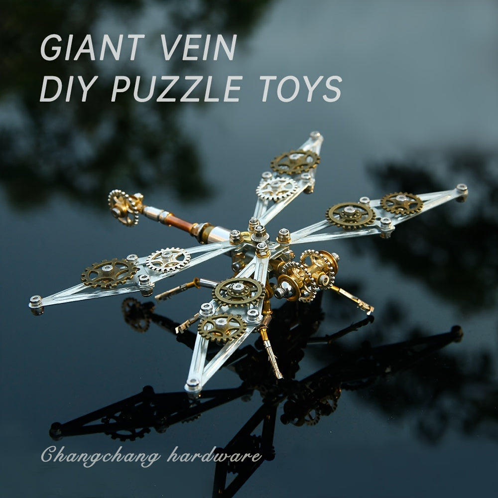 Steam punk Mechanical Insect Golden Dragonfly