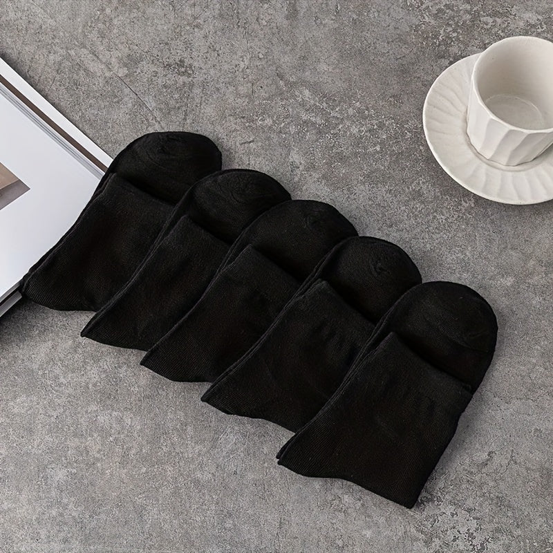 5 Pairs Solid Socks Comfy & Breathable All match Socks Women's Stockings