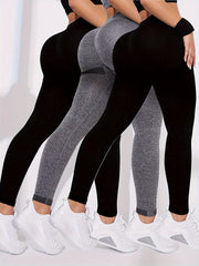 Solid Butt Lifting High Elastic Yoga Leggings Soft Workout Pants