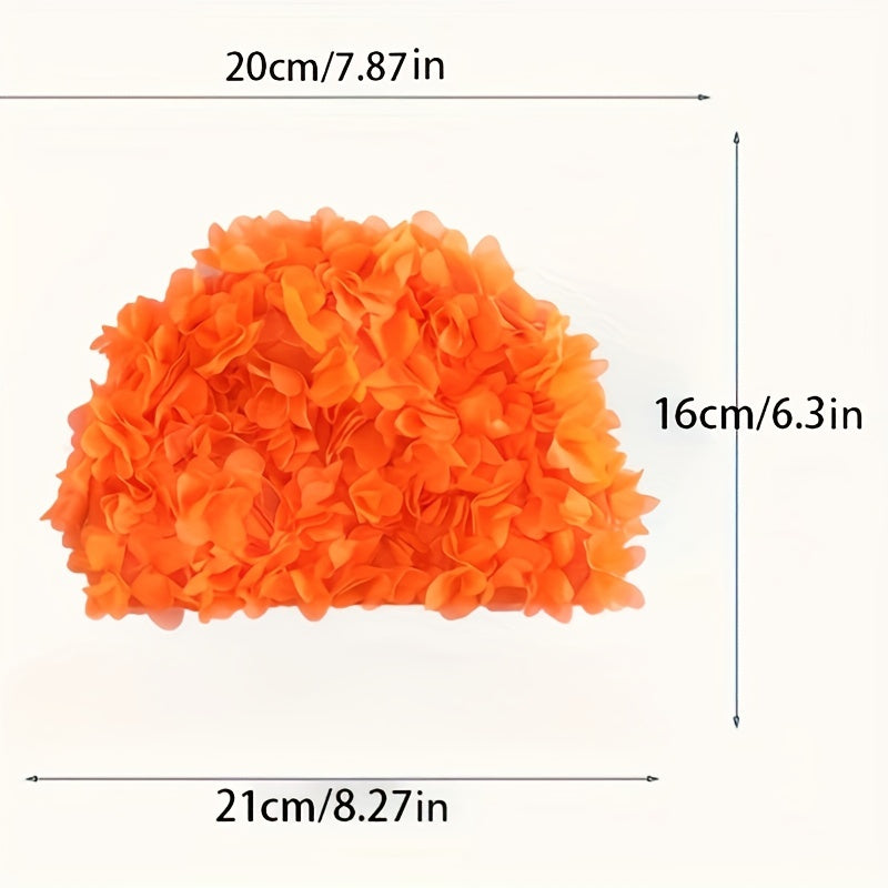 Orange 3D Flower Swim Hat for Women