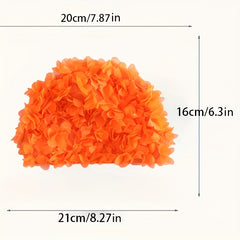 Orange 3D Flower Swim Hat for Women